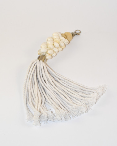 Key ring from shells and macrame, white - 2