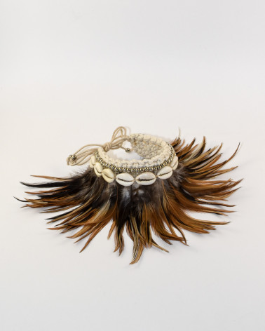 copy of Ankle bracelet with feather and shells, dark - 1