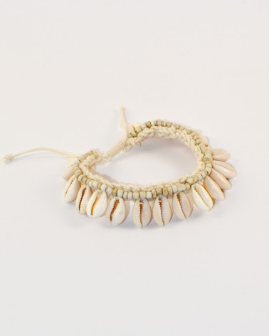 Leg bracelet made from cotton and shells - 1